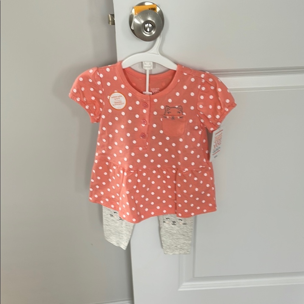 Coral Polka Dot Baby Outfit